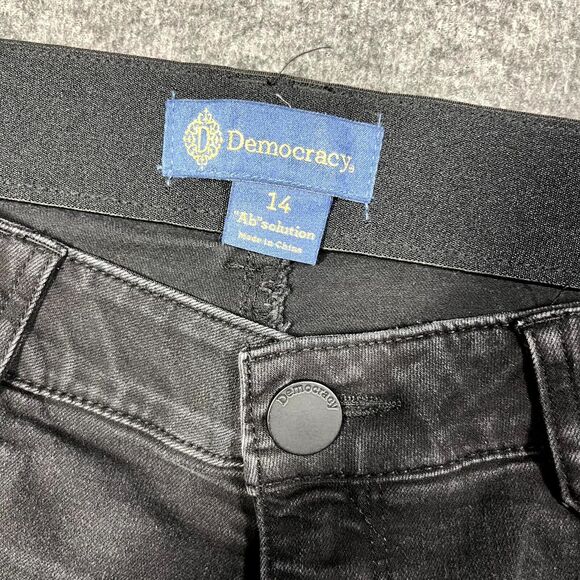Democracy Jeans Womens 14 Black Skinny Ab Technology Stretch Denim Mom Preppy - Picture 6 of 9